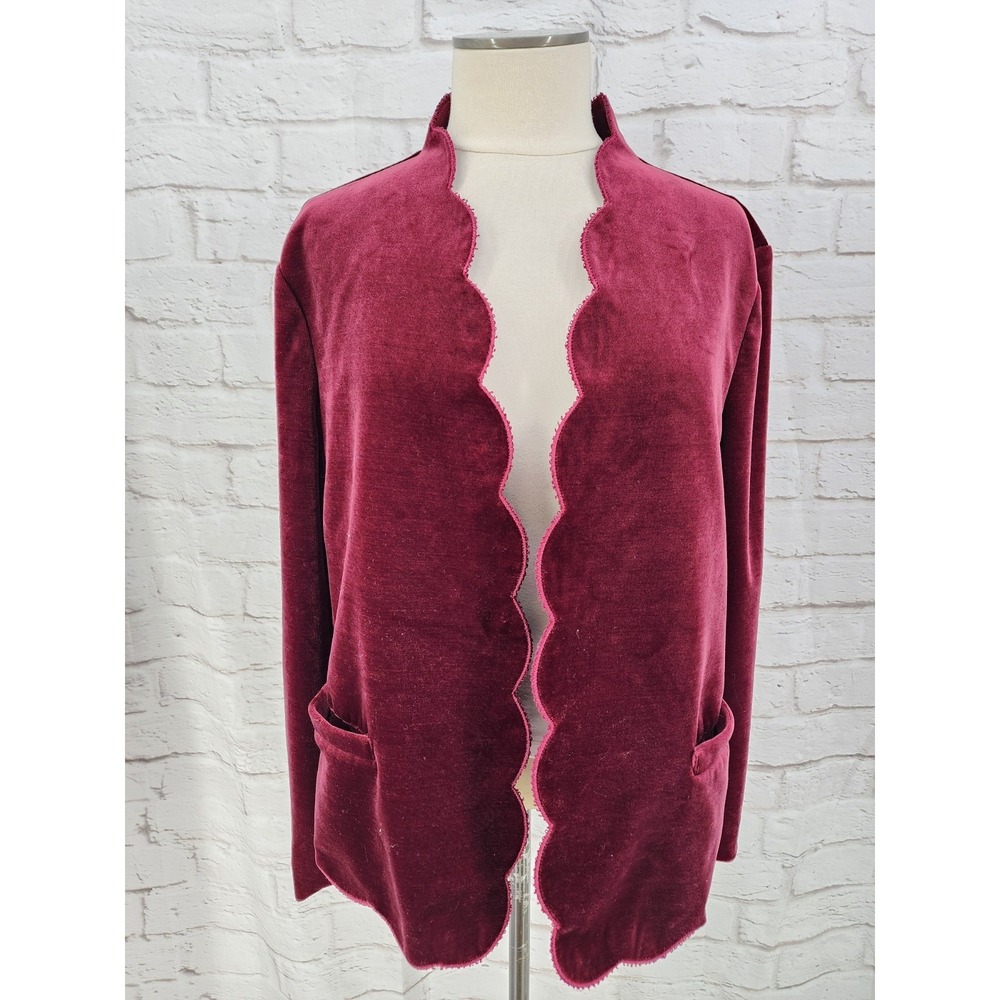 Vintage‎ Velvet Cardigan Large? Scallop Edge Gothic Dark Romance Topper Jacket